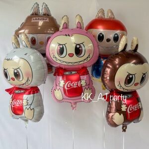 Coca Cola Character Balloons - Red, Pink, Silver, Brown